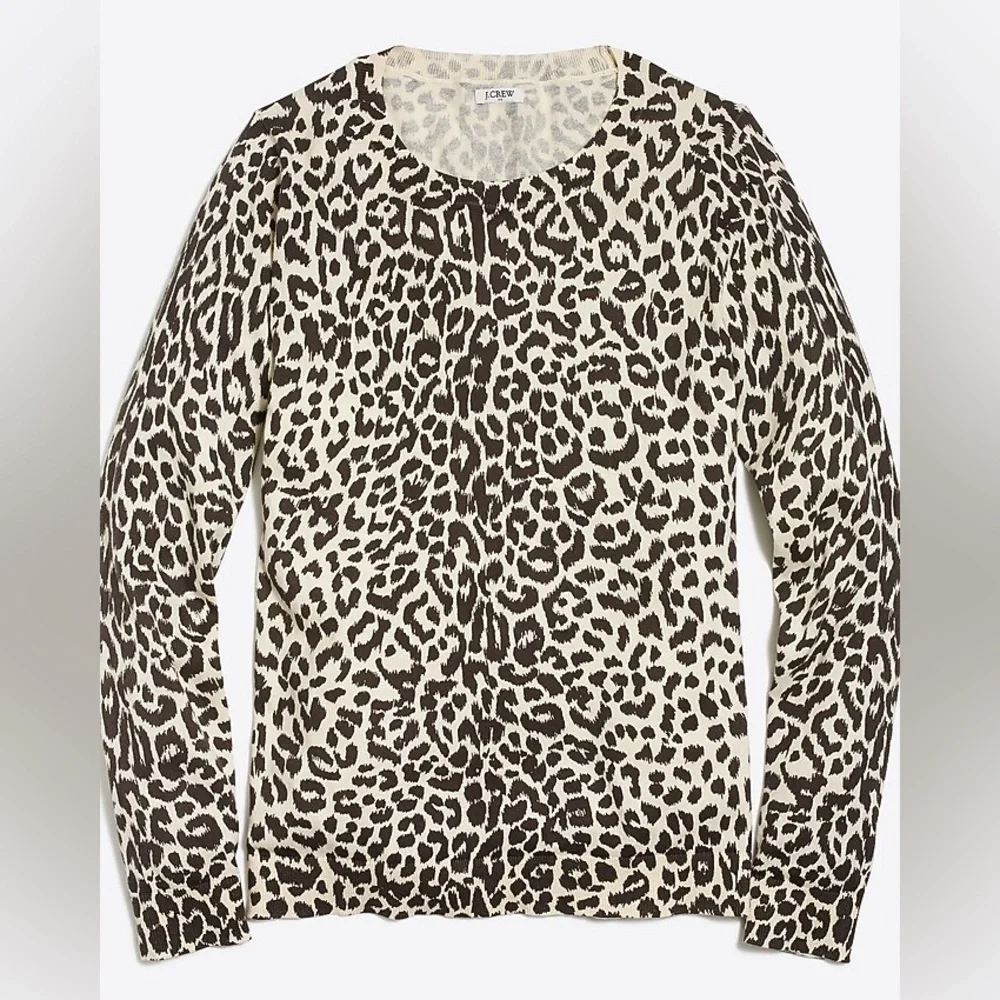 J. Crew Cotton Teddie Sweater in Leopard, Size Medium